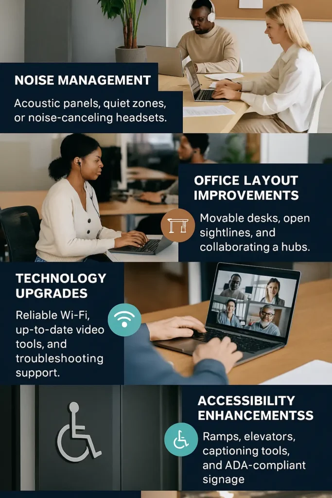 An Infographic Describes How to Overcome Physical Barriers in Workplace Communication