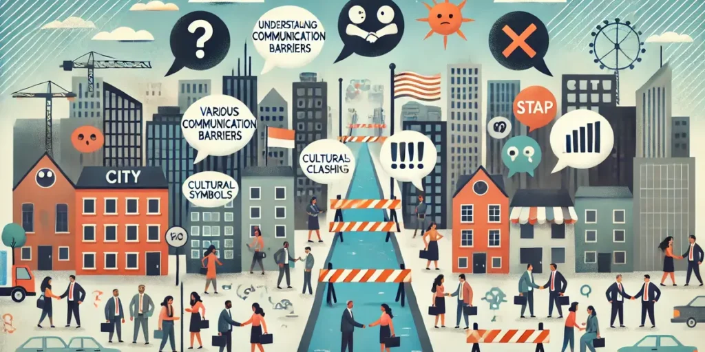 Image depicting various communication barriers in urban planning.
